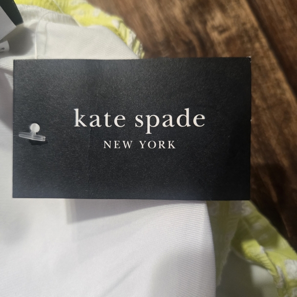 kate spade White and Lime Green Yellow One Piece Swimsuit Gingham Plaid - Picture 6 of 9